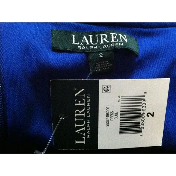 RALPH LAUREN WOMENS NEW BLUE 94%POLYESTER 6%ELASTANE SLEEVELESS DRESS SIZE:2